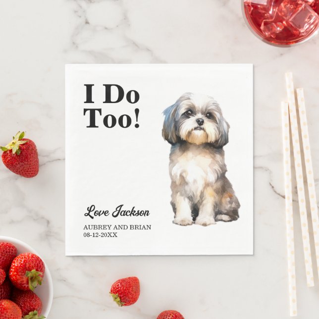 Jag också! Shih Tzu Hund bröllops servetter med fo (Insitu)