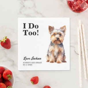 Jag också! Yorkshire Terrier Hund Foto Bröllop Pappersservett