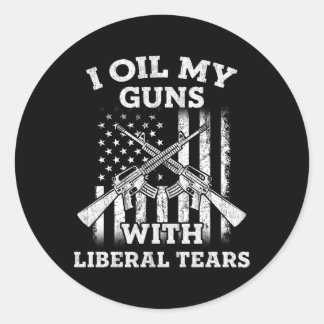 Jag olja mina vapen med Liberal Tårar Gun Runt Klistermärke
