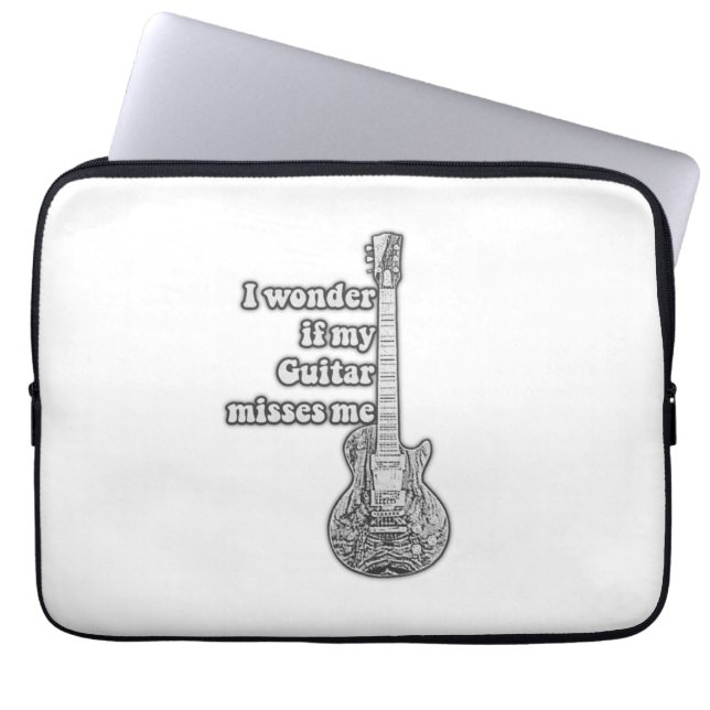 Jag  om min gitarr missar mig. Svartvit Laptop Fodral (Framsidan)