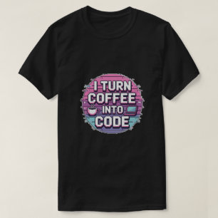 Jag omvandlar kaffe till kod - Retro Pixel Art-pro T Shirt
