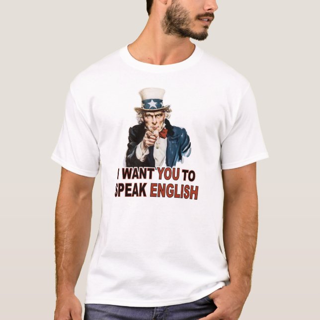 Jag önskar att du ska tala den engelska tee shirt (Framsida)
