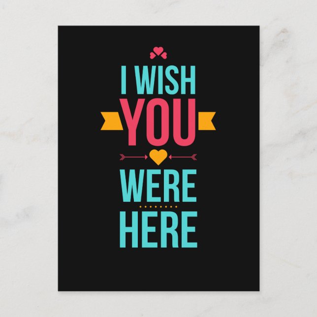 Jag önskar att du var här i Kärlek Hearts Vykort (Framsida)