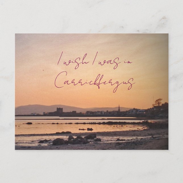 Jag önskar att jag var i Carrickfergus Postcard Vykort (Framsida)