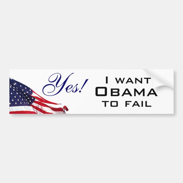 Jag önskar att Obama ska misslyckas Bildekal (Framsidan)