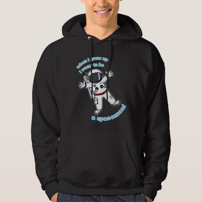 Jag önskar att vara en spaceman! sweatshirt med luva (Framsida)