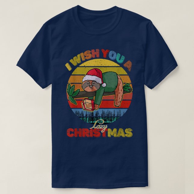 Jag önskar dig en lat julklapp Sloth God jul T Shirt (Design framsida)