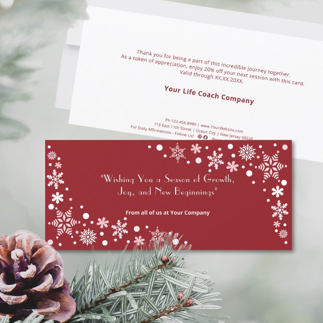 Jag önskar dig en säsong av tillväxt, Joy Flat Car (Wishing You a Season of Growth, Joy Flat Card, Business Season Greetings, Snowflakes)