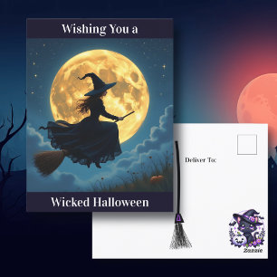 Jag önskar dig en Wicked Halloween Witch Vykort