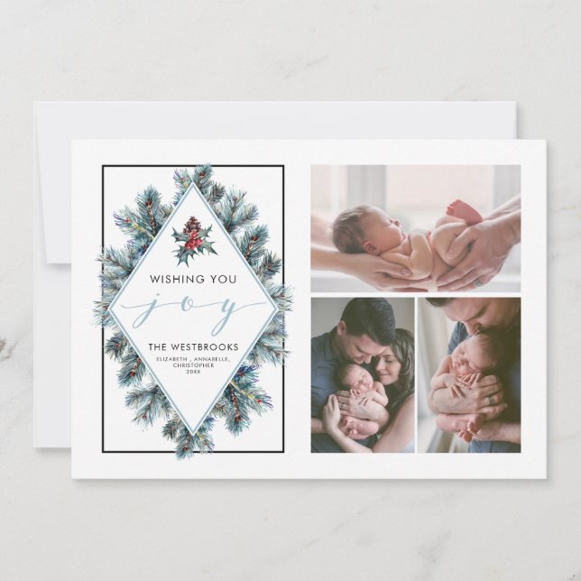 Jag önskar dig Joy Helgdag Photo Collage Julkort (Framsida)