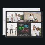 Jag önskar dig tro, Hope och Kärlek Julkort<br><div class="desc">din inspirerande hälsning av Faith,  Hope och Kärlek i julhelgen med den här faux charcol grått chalkboard stil-bakgrunden med färgstark rött,  grönt och blå typografisk design. En underbar familj hälsning för skolbarn eller någon till handgjord tittar stilar.</div>