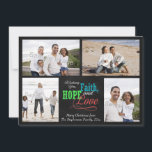Jag önskar dig tro, Hope och Kärlek Julkort<br><div class="desc">din inspirerande hälsning av Faith,  Hope och Kärlek i julhelgen med den här faux charcol grått chalkboard stil-bakgrunden med färgstark rött,  grönt och blå typografisk design. En underbar familj hälsning för skolbarn eller någon till handgjord tittar stilar.</div>