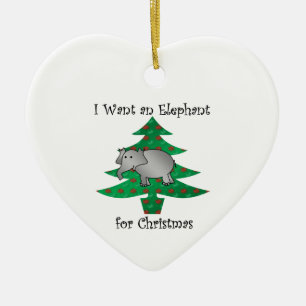 Jag önskar en elefant för jul julgransprydnad keramik