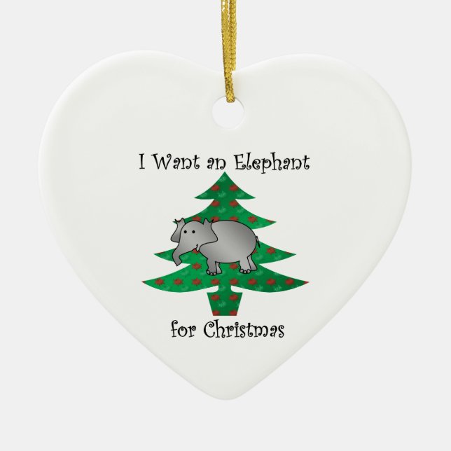 Jag önskar en elefant för jul julgransprydnad keramik (Framsidan)