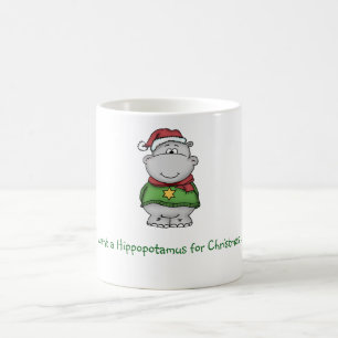 Jag önskar en flodhäst för jul - flodhästdesig kaffemugg