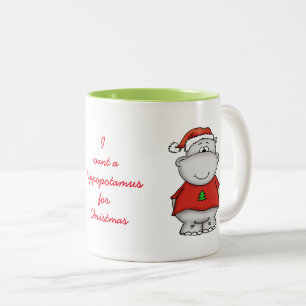 Jag önskar en flodhäst för jul Två-Tonad mugg