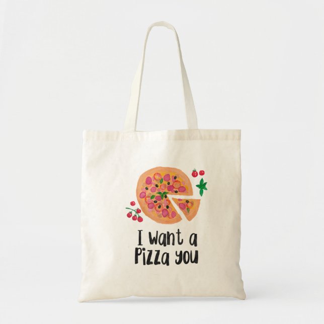 Jag önskar en pizza som du bär på tygkasse (Framsidan)