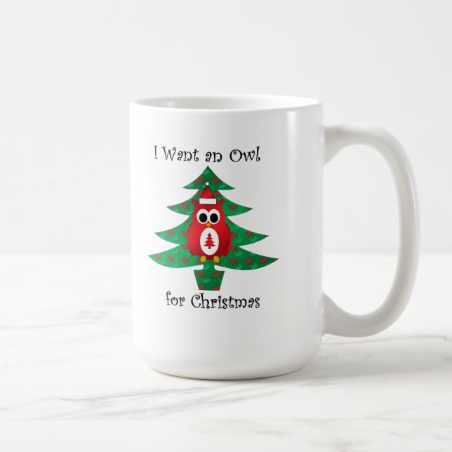 Jag önskar en uggla för jul kaffemugg (Höger)