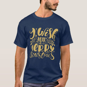 Jag önskar er en God jul Guld-typografi T-shirt