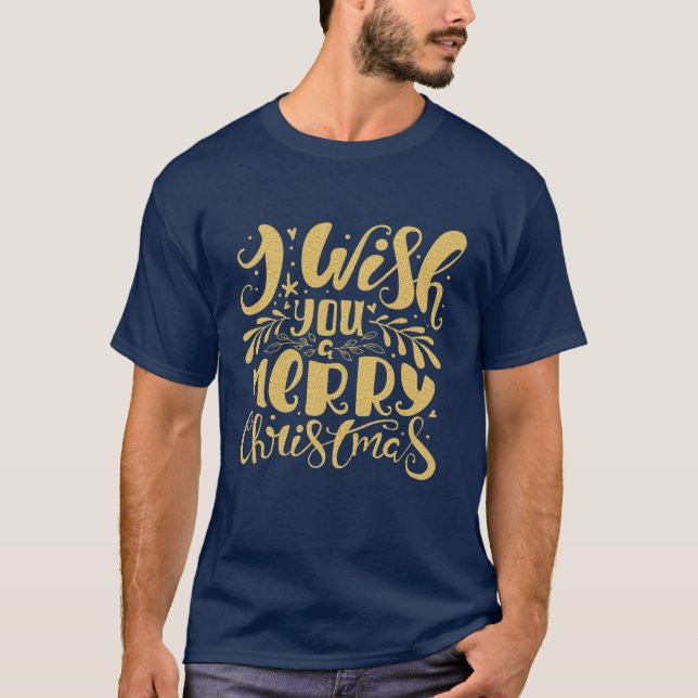 Jag önskar er en God jul Guld-typografi T-shirt (Framsida)