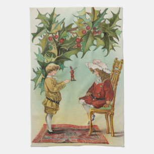 Jag önskar Er en God Jul - vintage vykort Kökshandduk