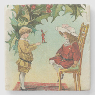 Jag önskar er en God Jul - vintage vykort Stenunderlägg