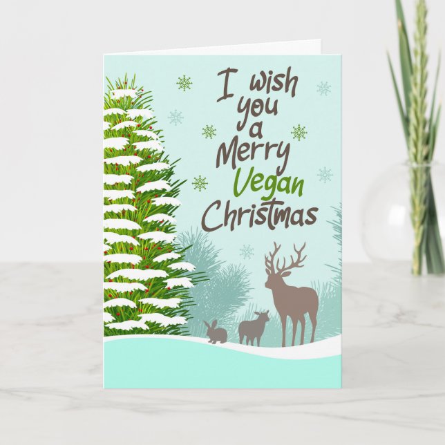 Jag önskar er en merry vegan christmas. kort (Framsida)