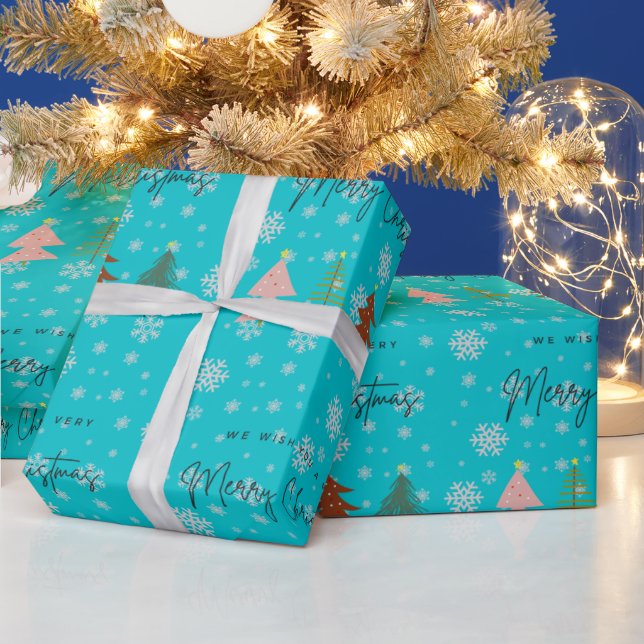 Jag önskar er en mycket God jul snöflingor blå Presentpapper (Helgdagar)