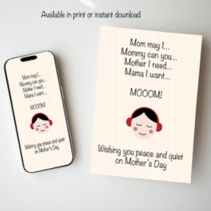 Jag önskar er fred och tystnad i Mors dag Julkort