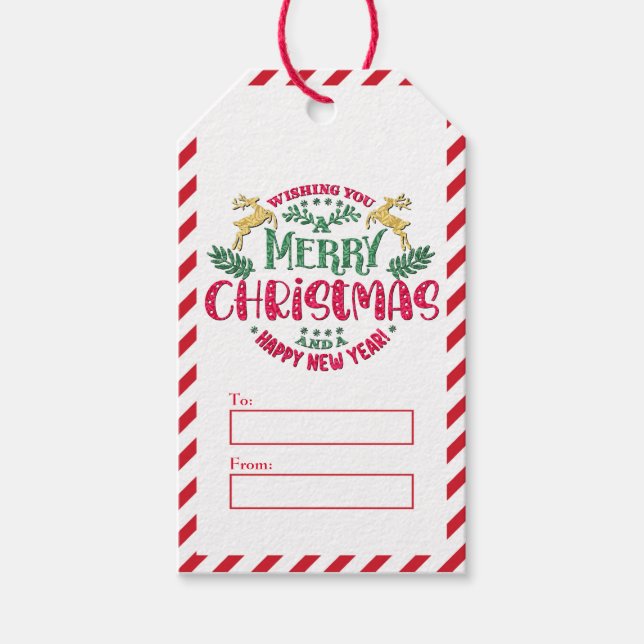 Jag önskar er God jul och Gott nytt år Presentetikett (Framsidan)