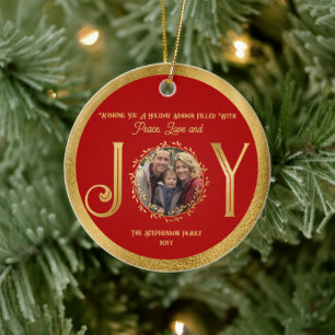 Jag önskar er Julhelg Peace Kärlek och Joy Julgransprydnad Keramik