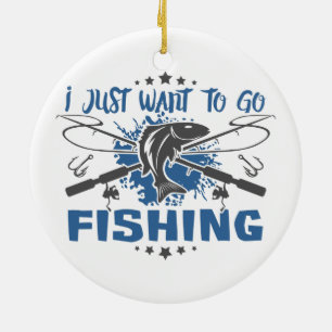 Jag önskar precis att gå att fiska julgransprydnad keramik