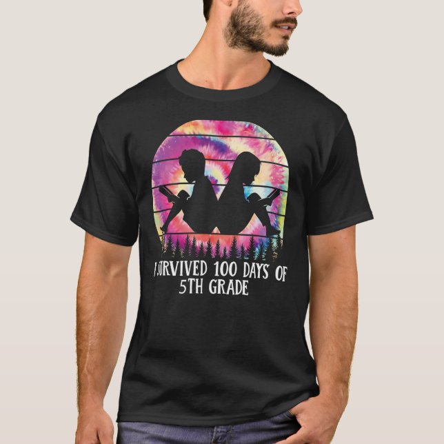 JAG ÖVERLEVDE 100 DAGAR AV 5:E KLASS-TEACHER-SKOLE T SHIRT (Framsida)