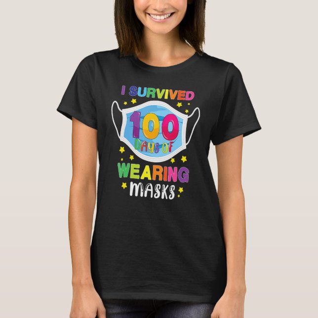 Jag Överlevde 100 dagar karantän 100 dagar i skola T Shirt (Framsida)