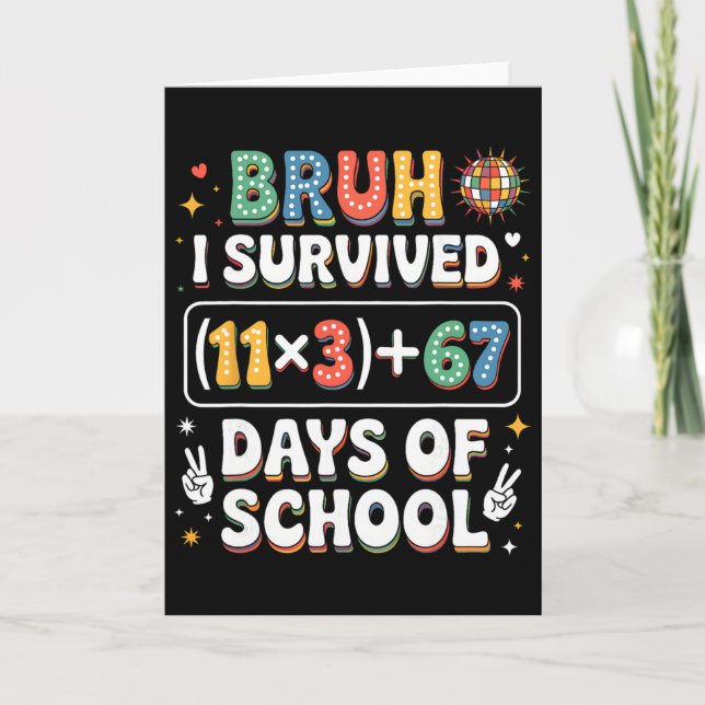 Jag överlevde 100 dagar skola Bruh Groovy Math ekv Kort (Framsida)