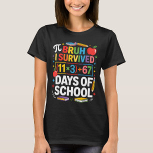 Jag överlevde 100 dagar skola bruh matte ekvation t shirt