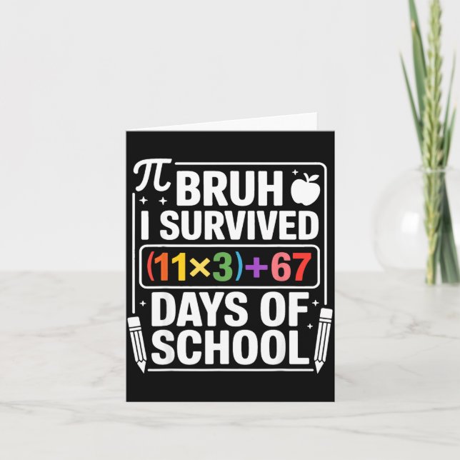 Jag överlevde 100 dagar skola Bruh matteekvation 1 Kort (Framsida)