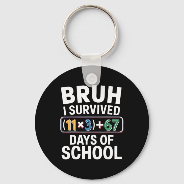 Jag överlevde 100 dagar skola bruh matteekvation 1 nyckelring (Framsida)