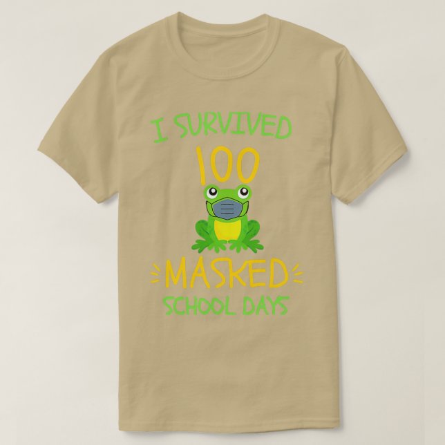 Jag Överlevde 100 Mask School Days groda älskare T Shirt (Design framsida)
