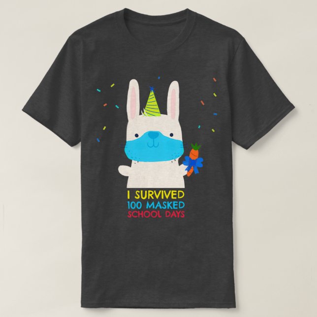 Jag överlevde 100 maskerade skoldagar 17 t shirt (Design framsida)