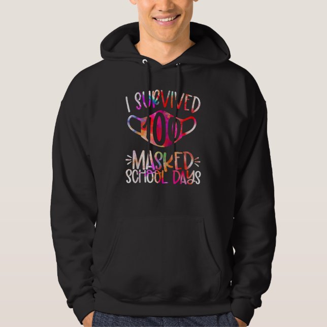 Jag överlevde 100 maskerade skoldagar hoodie (Framsida)