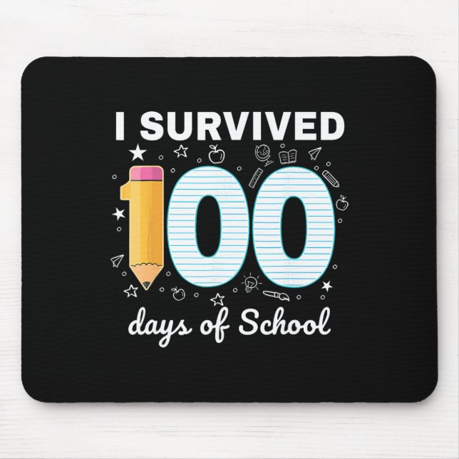 Jag överlevde 100 skoldagar elever lärare 10 musmatta (Framsidan)
