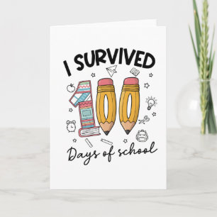Jag överlevde 100 skoldagar Söt 100 dagar Kort