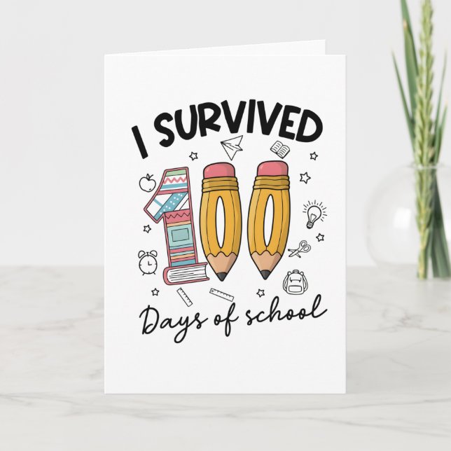 Jag överlevde 100 skoldagar Söt 100 dagar  Kort (Framsida)