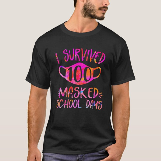 Jag Överlevde 100 skoldagar Student eller Teach T Shirt (Framsida)