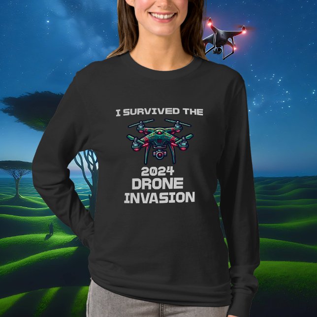 Jag överlevde 2024 års drönarinvasion t shirt (Skapare uppladdad)