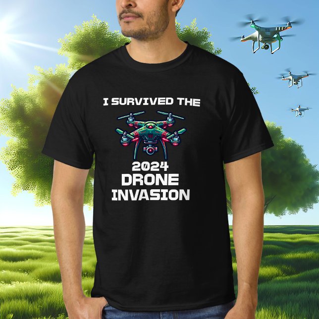Jag överlevde 2024 års drönarinvasion t shirt (Skapare uppladdad)