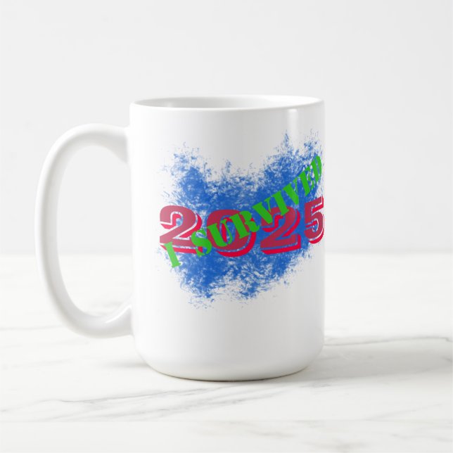 Jag överlevde 2025-mugg kaffemugg (Vänster)