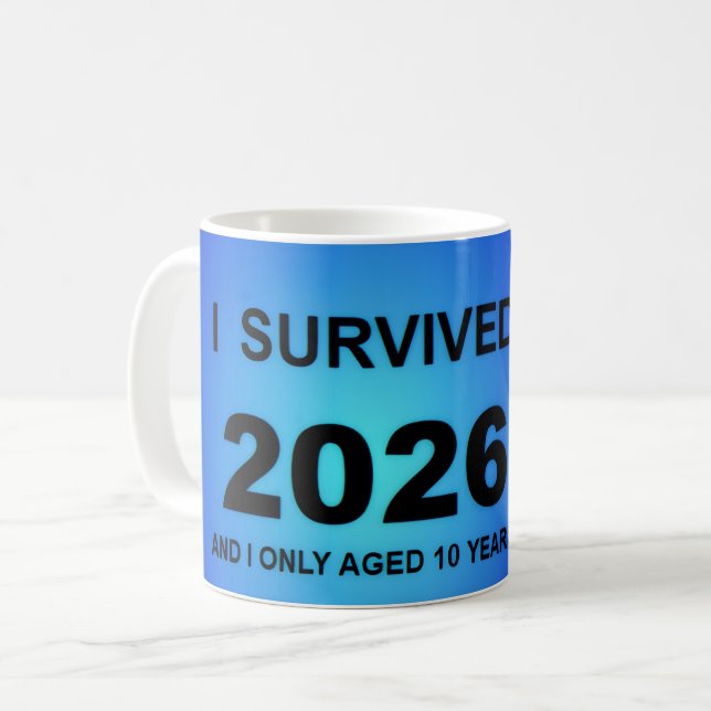 Jag överlevde 2026 kaffemugg (Framsida vänster)
