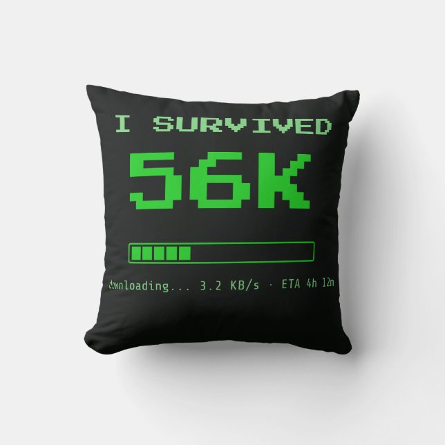 Jag överlevde 56K Kuddthrow Kudde (Framsida)